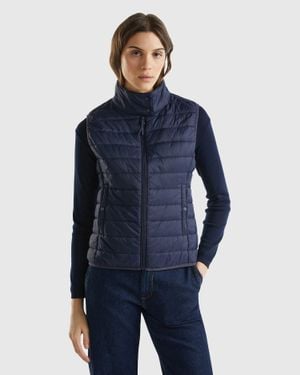 Benetton Benetton, Sleeveless Puffer Jacket With Recycled Wadding, , Dark - Blue