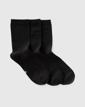Benetton Benetton, Three Pairs Of Solid-Colored Medium Socks - Black