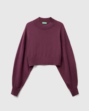 Benetton Benetton, Pull Court À Col Roulé, Taille, Prune, Femme - Violet
