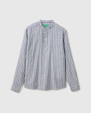 Benetton Benetton, Striped Henley Shirt - Black