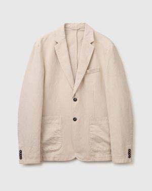 Benetton Benetton, Single-Breasted Linen Blend Blazer - Black