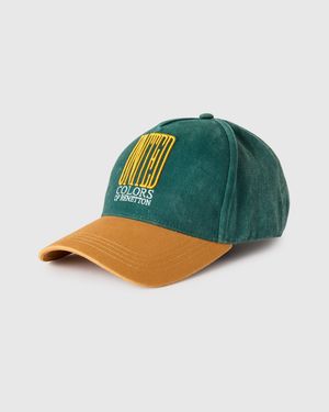Benetton Benetton, Cappellino Baseball Con Ricamo, Taglia, Verde, Uomo - Nero