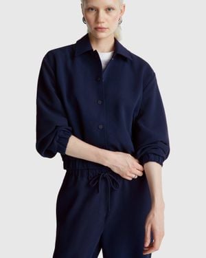 Benetton Benetton, Chaqueta Bomber De Corte Regular, Azul Oscuro, Mujer