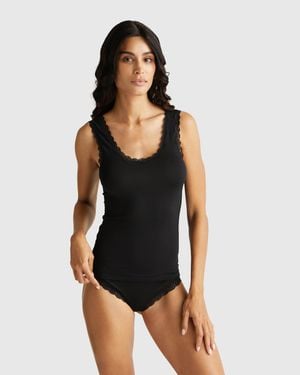 Benetton Benetton, Modal Tencel Tank Top With Lace - Black