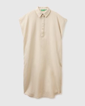 Benetton Benetton, Pure Linen Midi Dress - Natural