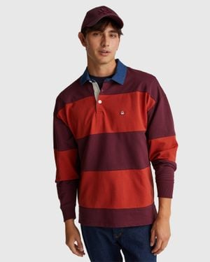 Benetton Benetton, Striped Rugby Polo - Red