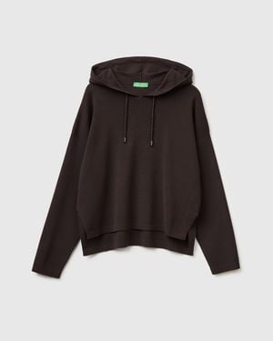 Benetton Benetton, Oversized Fit Jumper With Hood - Black