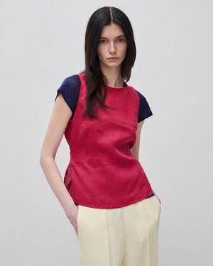 Benetton Benetton, 100% Linen Tank Top With Strap - Red