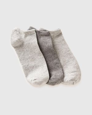 Benetton Benetton, Three Pairs Of Plain Short Socks - Grey