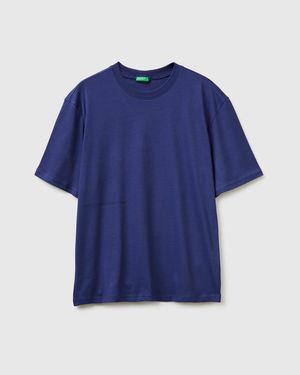 Benetton Benetton, T-Shirt Manica Corta Con Logo, Taglia, Blu, Uomo