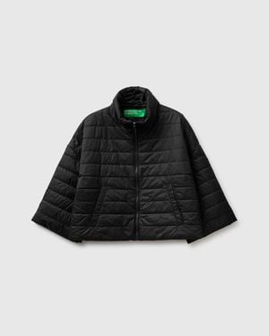 Benetton Benetton, Lightweight Padded Jacket With 3/4 Sleeves - Black