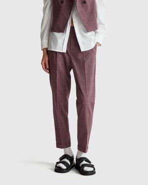 Benetton Benetton, Houndstooth Flannel Trousers - Purple