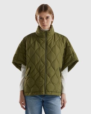 Benetton Benetton, Mantella Trapuntata Con Imbottitura Leggera, Verde Militare, Donna