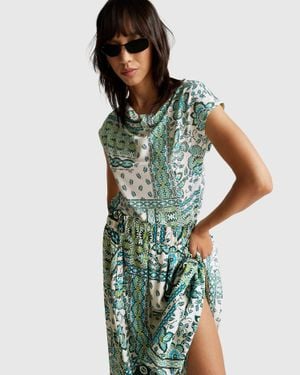 Benetton Benetton, Top Con Stampa Bandana, Multicolore, Donna - Verde