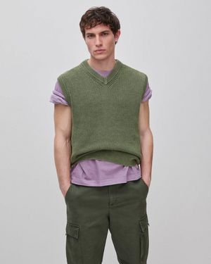 Benetton Benetton, Stone-Washed Regular Fit Weste, Größe, Militärgrün, Herren - Schwarz
