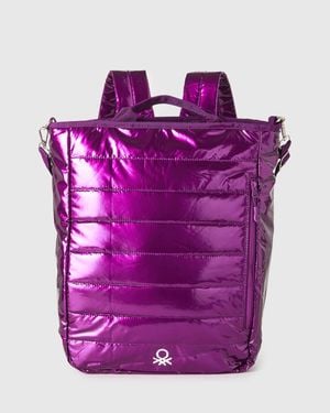 Benetton Benetton, Mochila Acolchada Con Correa Para El Hombro, Talla, Ciruela, Mujer - Morado