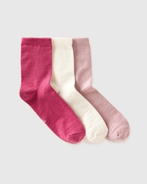 Benetton Benetton, Three Pairs Of Solid-Colored Medium Socks - Black