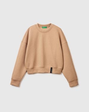 Benetton Benetton, Boxy Fit Sweatshirt With Crest On The Back - Black