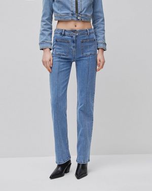 Benetton Benetton, Vaqueros Acampanados Con Canalé, Talla, Azul, Mujer - Negro