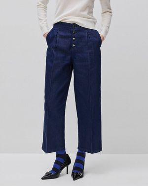 Benetton Benetton, Vaqueros De Corte Ancho Con Lurex, Talla, Azul Oscuro, Mujer