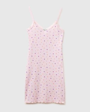 Benetton Benetton, Gemustertes Nachthemd Mit Schulterträgern, Größe, Damen - Schwarz