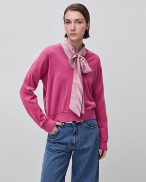 Benetton Benetton, Pullover Mit V-Ausschnitt Aus Baumwolle Und Wolle, Größe, Pflaume, Damen - Pink