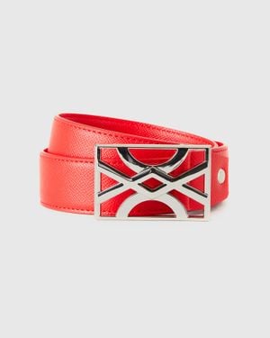 Benetton Benetton, Belt With Logoed Buckle - Red