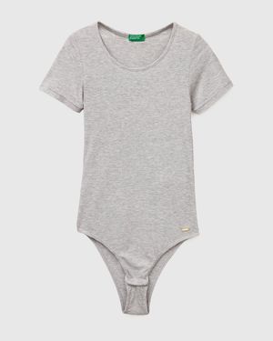 Benetton Benetton, Ribbed Viscose Bodysuit - Grey