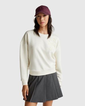 Benetton Benetton, Regular Fit Sweatshirt With Applique - White