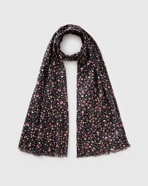 Benetton Benetton, Patterned Viscose Scarf - Black