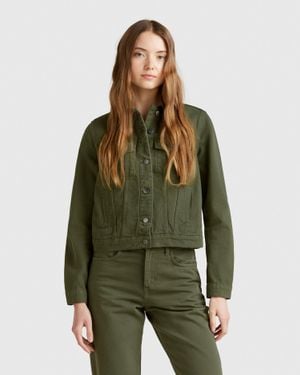 Benetton Benetton, Giubbino Rider Di Jeans, Verde Militare, Donna