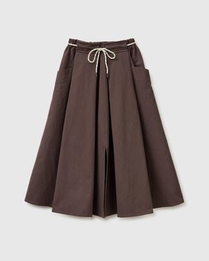 Benetton Benetton, Falda Midi Con Cordón, Talla, Marrón, Mujer