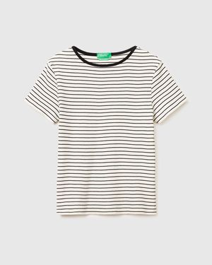 Benetton Benetton, Crew Neck Striped T-Shirt - Black