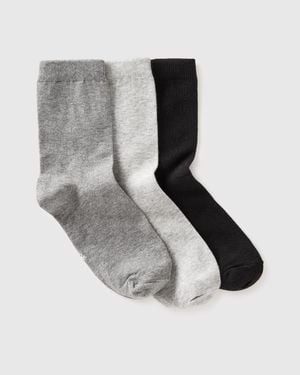 Benetton Benetton, Three Pairs Of Solid-Colored Medium Socks - Black