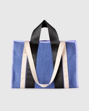 Benetton Benetton, Maxi Sac Cabas En Raphia, Taille, Bleu, Femme