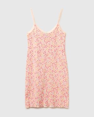 Benetton Benetton, Camisón Estampado Con Tirantes, Talla, Rosa Palo, Mujer - Negro