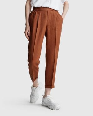 Benetton Benetton, Regular Fit Pure Linen Trousers - Black