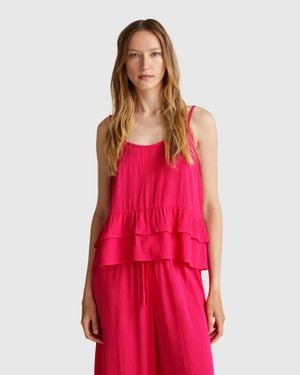 Benetton Benetton, Flowy Top With Flounce - Red