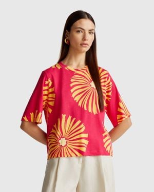 Benetton Benetton, T-Shirt With Floral Pattern - Red