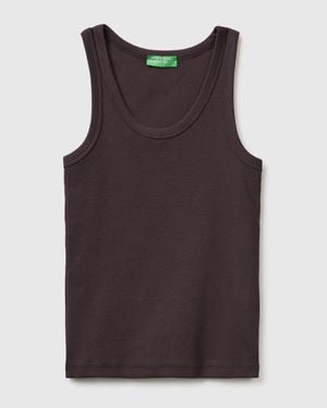 Benetton Benetton, Wide-Neck Ribbed Tank Top - Black