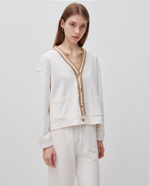 Benetton Benetton, Strickjacke Mit Knöpfen, Größe, Cremeweiss, Damen - Schwarz