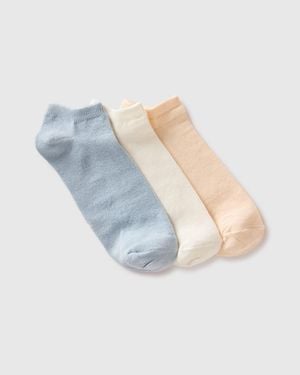 Benetton Benetton, Three Pairs Of Plain Short Socks - Black