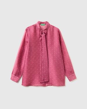 Benetton Benetton, Flowy Shirt With Micro Polka Dots - Pink