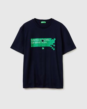 Benetton Benetton, Cotton T-Shirt With Logo - Black