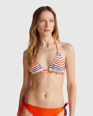 Benetton Benetton, Triángulo De Playa De Encaje De Crochet, Mujer - Azul