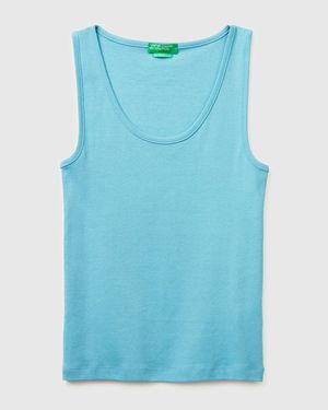 Benetton Benetton, Slim Fit Ribbed Tank Top - Blue