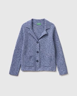 Benetton Benetton, 100% Cotton Knit Blazer - Blue