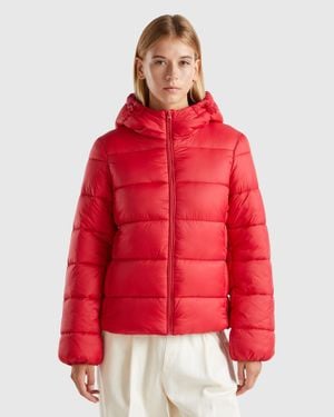 Benetton Benetton, Padded Puffer Jacket With Recycled Wadding - Red