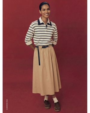 Benetton Benetton, Falda Midi Con Cintura De Gancho, Talla, Mujer - Rojo
