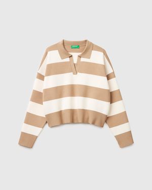 Benetton Benetton, Striped Polo Shirt - Black